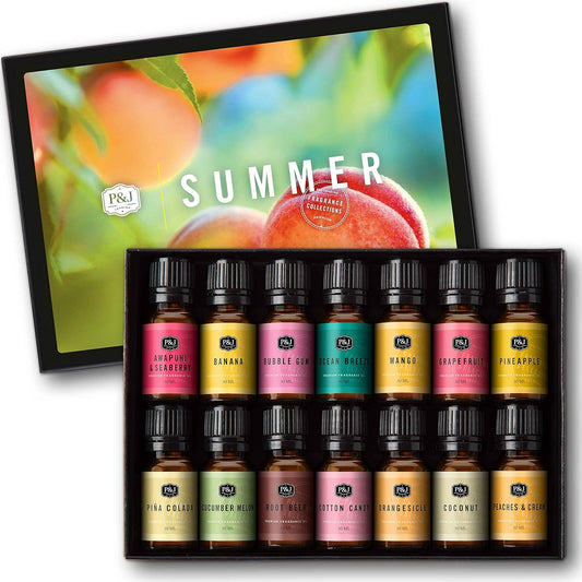 P&J Trading Fragrance Oil Summer Set | Candle Scents for Candle Making, Freshie Scents, Soap Making Supplies, Diffuser Oil Scents