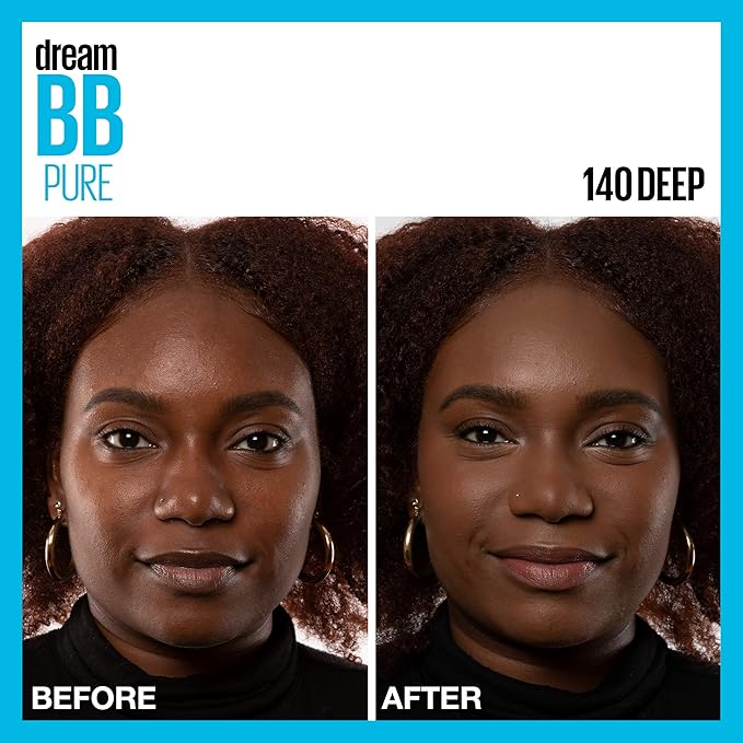 Maybelline Dream Pure Skin Clearing BB Cream, 8-in-1 Skin Perfecting Beauty Balm With 2% Salicylic Acid, Sheer Tint Coverage, Oil-Free, Deep, 1 Count