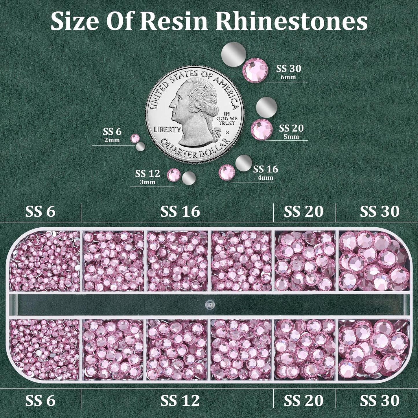 Resin Rhinestones for Crafting 1 Box Light Pink Flatback Crystals with 3 Pcs 10ml B7000 Jewelry Glue, Non-Hotfix Gems for Bedazzling, DIY Nail Art Makeup, Clothing & Shoes Decor