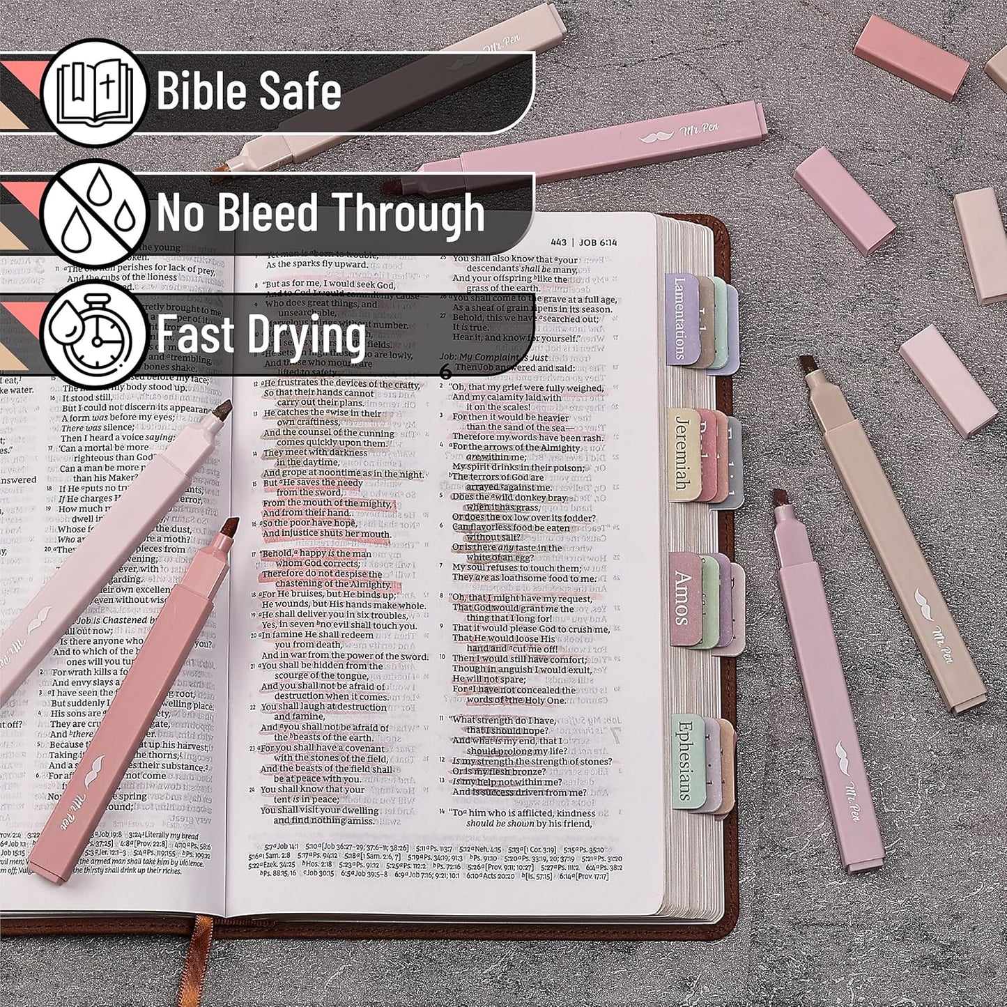 Mr. Pen- Aesthetic Highlighters, 8 pcs, Chisel Tip, Vintage Colors, No Bleed Bible Highlighter Pastel, Highlighters Assorted Colors